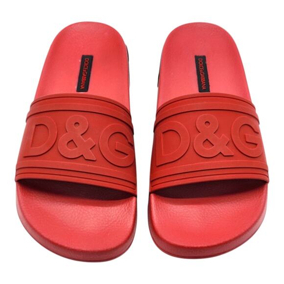 Dolce & Gabbana Logo Saint Barth Rubber Pool Slides Red EU 39 US 9 - NWB $320 - Picture 4 of 8